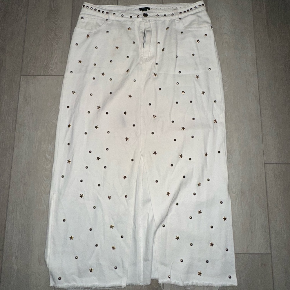 Nasty Gal White Studded Maxi Skirt
